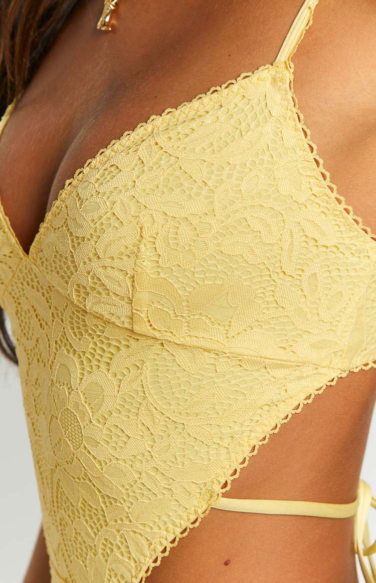 Amerie Yellow Lace Mini Dress Image