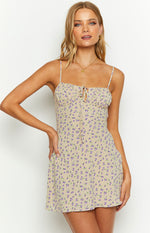 Gaia Beige Floral Mini Dress Image