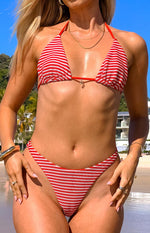 9.0 Swim Bianca Red Stripe Bikini Bottoms Image