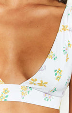 9.0 Swim Byron White Floral Bikini Top