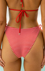 9.0 Swim Wave Red Stripe Tie Bikini Bottoms Image