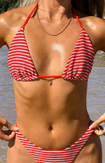 9.0 Swim Wave Red Stripe Triangle Bikini Top Image