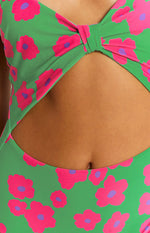 9.0 Swim Jada Cut Out One Piece Green Floral
