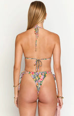 9.0 Swim Oceania White Zebra Floral Triangle Bikini Top