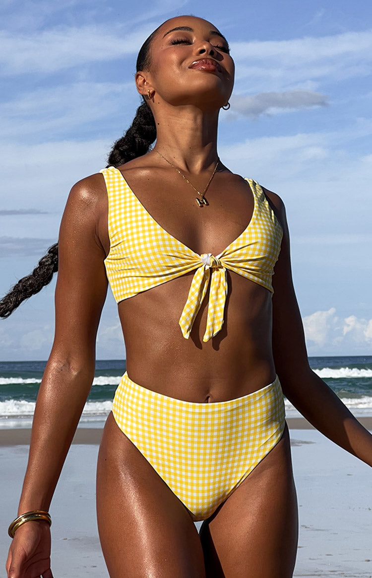 9.0 Swim Yellow Gingham St Lucia Bikini Top Image