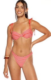 9.0 Swim Bianca Red Stripe Bikini Bottoms