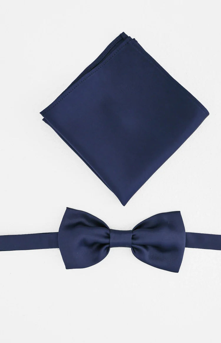 Abel Navy Bow Tie And Pocket Square Set