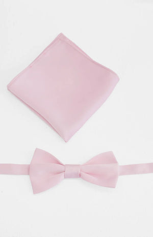 Abel Pink Bow Tie And Pocket Square Set