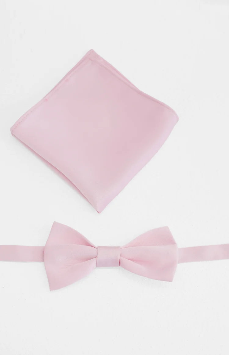 Abel Pink Bow Tie And Pocket Square Set