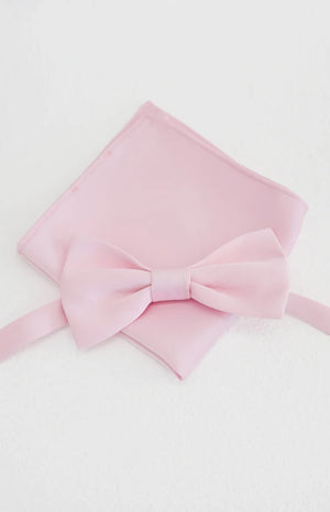 Abel Pink Bow Tie And Pocket Square Set