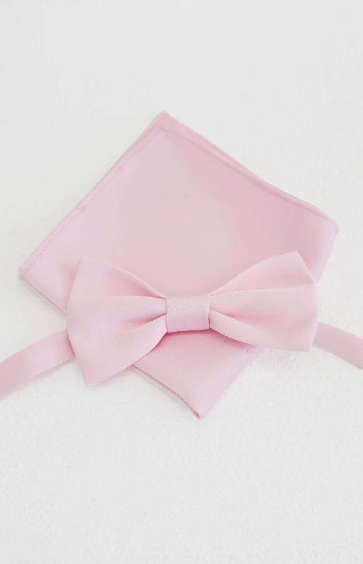 Abel Pink Bow Tie And Pocket Square Set