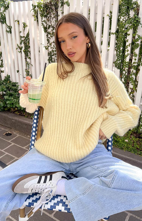 Ace Yellow Oversized Sweater Beginning Boutique NZ
