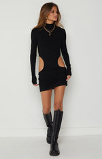 Adya Black High Neck Cut Out Mini Dress Image