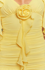 Aella Yellow Ruffle Mini Dress Image