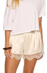 Agnes Cream Satin Lace Shorts - PRE ORDER