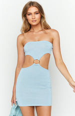 Aisha Blue Cut Out Strapless Mini Dress Image