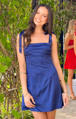 Akira Navy Tie Mini Dress