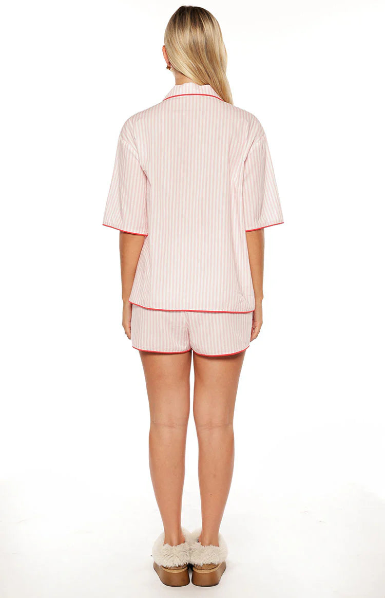 Alexea Pink Stripe Pajama Shorts