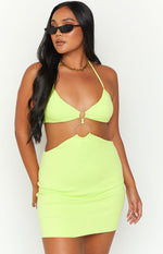 Alexi Lime Halter Mini Dress Image