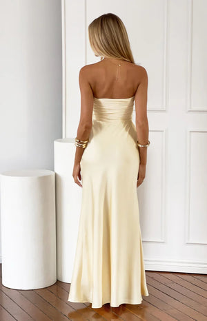 Alexia Yellow Strapless Maxi Dress