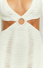 Alitzia White Knit Long Sleeve Mini Dress Image