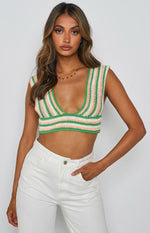 Alma Crochet Crop Top Green Image