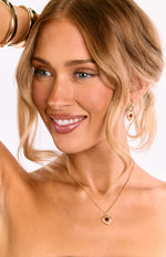 Almost Mine Gold Red Heart Pendant Earrings Image