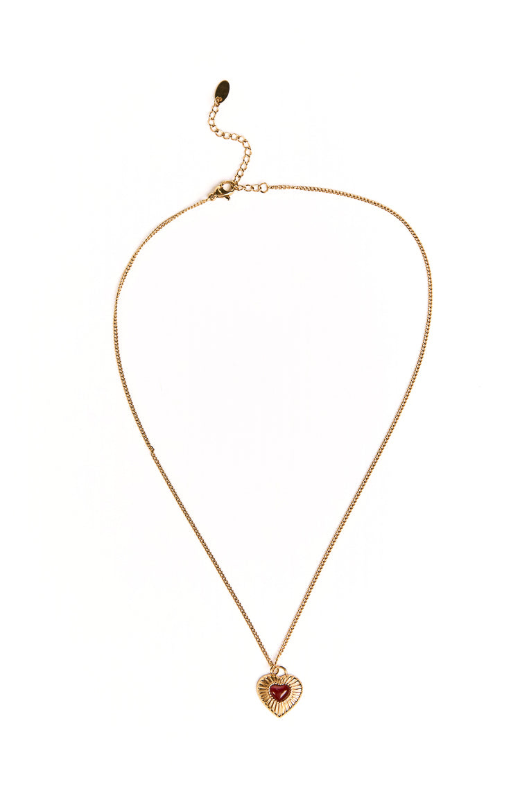 Almost Mine Gold Red Heart Pendant Necklace Image