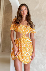 Alyssa Orange Floral Ruffle Mini Dress Image