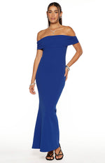 Amabella Cobalt Blue Crepe Maxi Dress Image