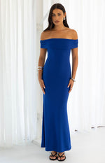 Amabella Cobalt Blue Crepe Maxi Dress Image