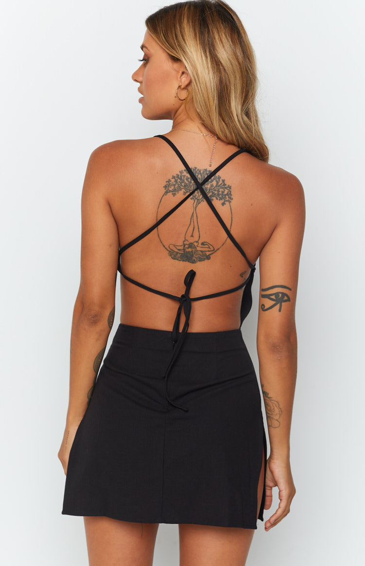 Amara Backless Mini Dress Black Image