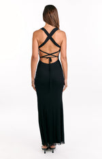 Amberley Black Mesh Formal Maxi Dress Image