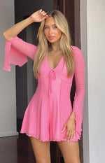 Ambrose Pink Long Sleeve Playsuit