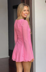 Ambrose Pink Long Sleeve Playsuit