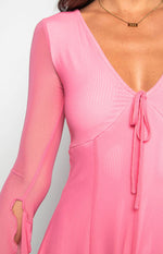 Ambrose Pink Long Sleeve Playsuit