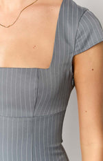 Amelia Grey Striped Mini Dress