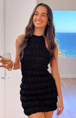 Amory Black Halter Party Mini Dress
