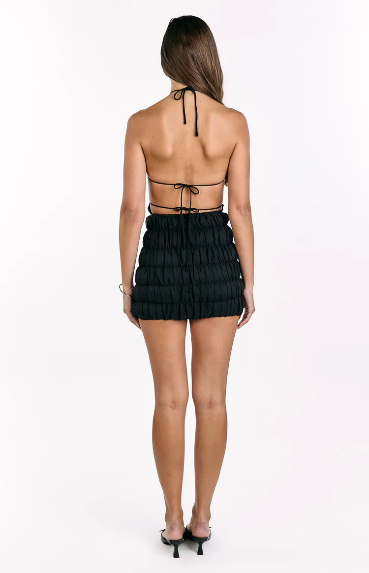 Amory Black Halter Party Mini Dress