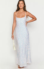 Andrea White Velvet Sequin Maxi Dress Image
