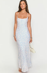 Andrea White Velvet Sequin Maxi Dress Image
