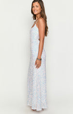 Andrea White Velvet Sequin Maxi Dress Image