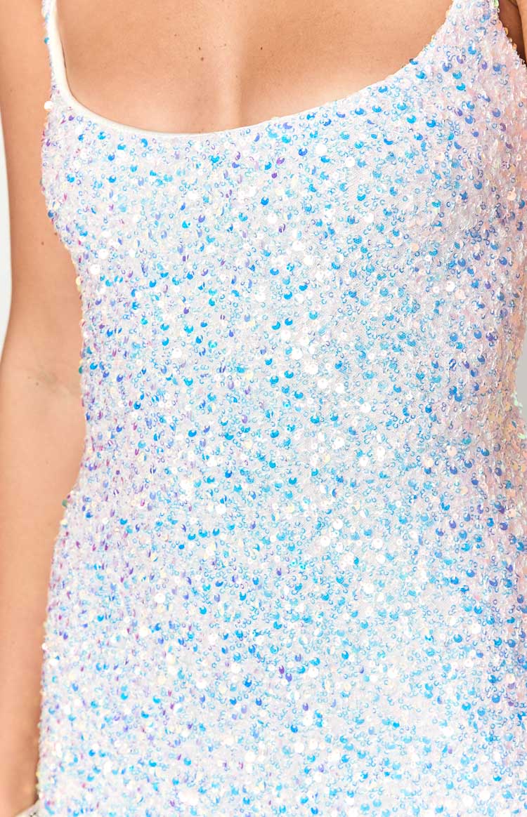 Andrea White Velvet Sequin Maxi Dress Image