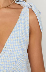 Angel Girl Blue Gingham Floral Mini Dress