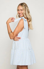 Angel Girl Blue Gingham Floral Mini Dress