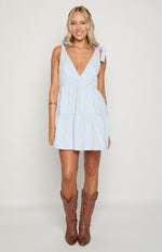 Angel Girl Blue Gingham Floral Mini Dress Image