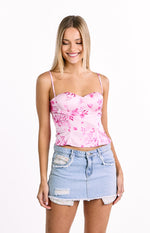Angela Pink Floral Print Top Image
