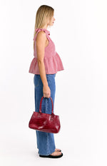 Angelica Red Gingham Tie Top Image