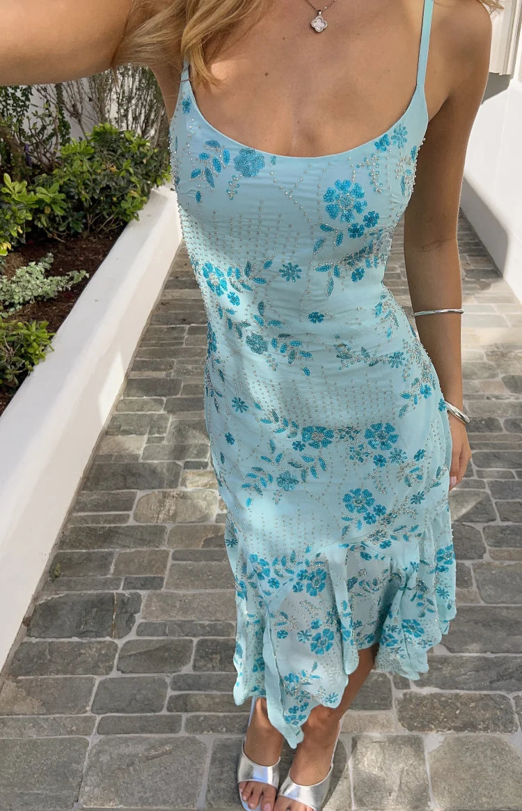 Another World Blue Sequin Midi Dress