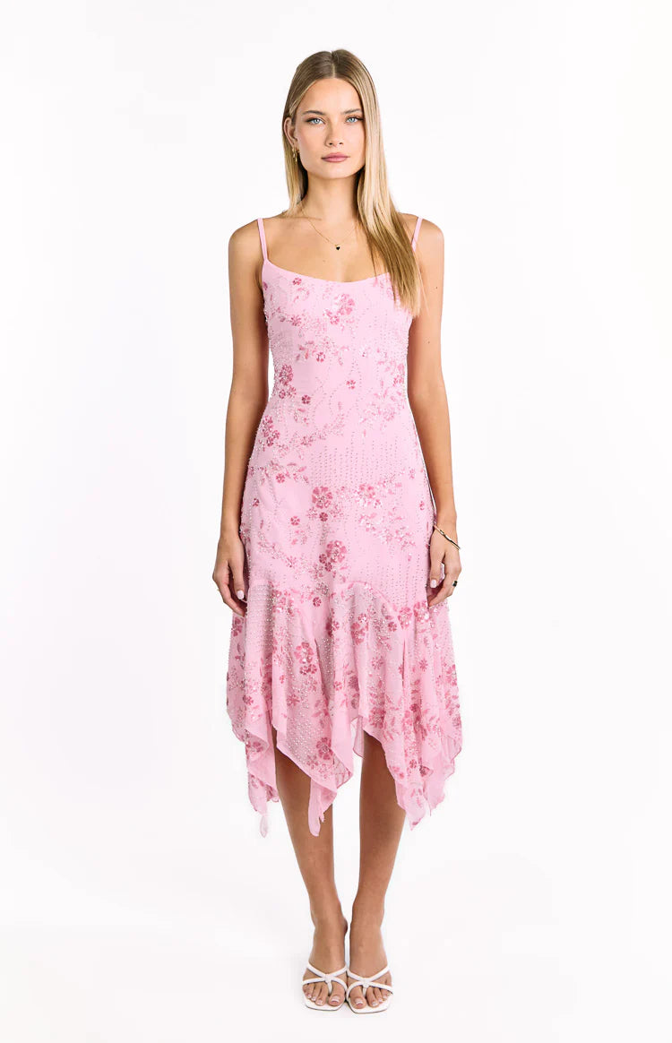 Another World Pink Sequin Midi Dress